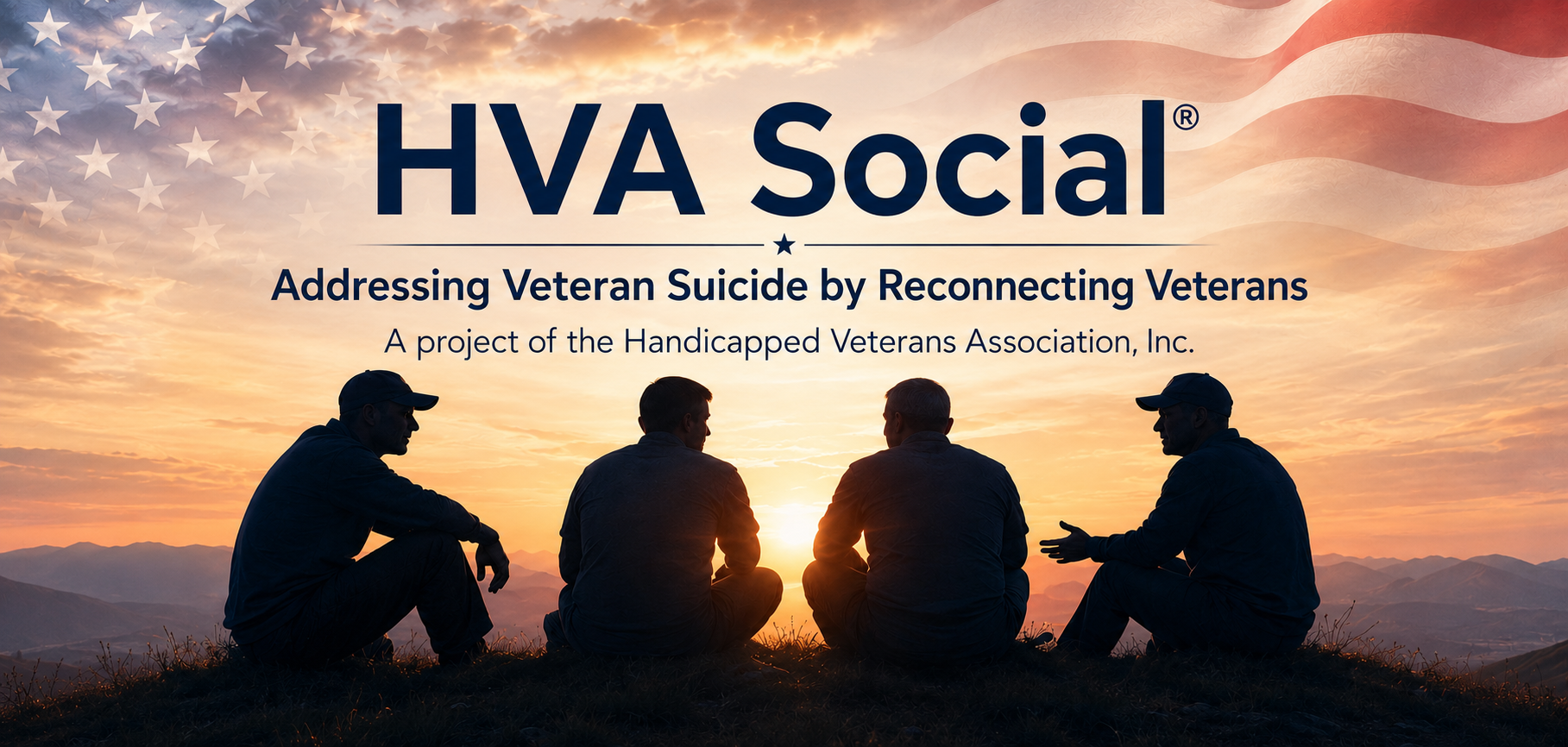 Four veterans reconnecting beneath the HVA Social mission statement